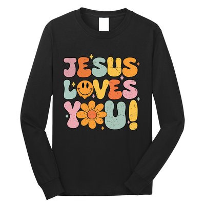 Christian Jesus Loves You Groovy Vintage Cute Long Sleeve Shirt