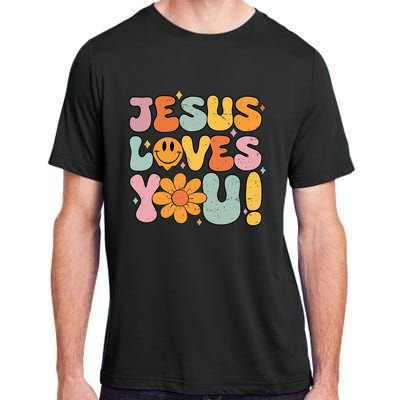 Christian Jesus Loves You Groovy Vintage Cute Adult ChromaSoft Performance T-Shirt