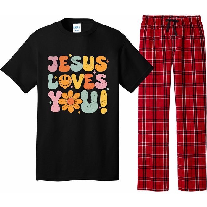 Christian Jesus Loves You Groovy Vintage Cute Pajama Set