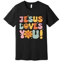 Christian Jesus Loves You Groovy Vintage Cute Premium T-Shirt