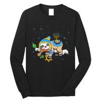 Cute Jewish Menorah Hanukkah Sloth Chanukah Long Sleeve Shirt