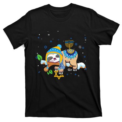 Cute Jewish Menorah Hanukkah Sloth Chanukah T-Shirt