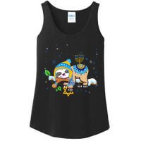 Cute Jewish Menorah Hanukkah Sloth Chanukah Ladies Essential Tank