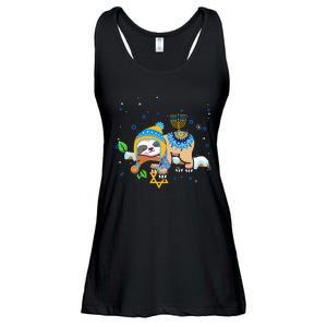 Cute Jewish Menorah Hanukkah Sloth Chanukah Ladies Essential Flowy Tank