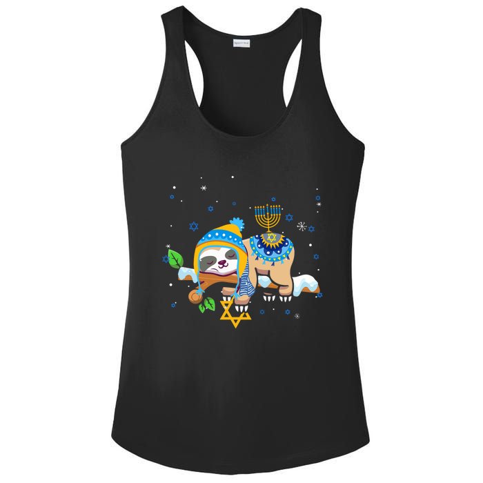 Cute Jewish Menorah Hanukkah Sloth Chanukah Ladies PosiCharge Competitor Racerback Tank