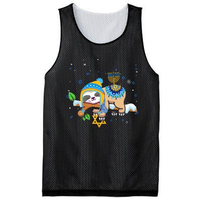 Cute Jewish Menorah Hanukkah Sloth Chanukah Mesh Reversible Basketball Jersey Tank