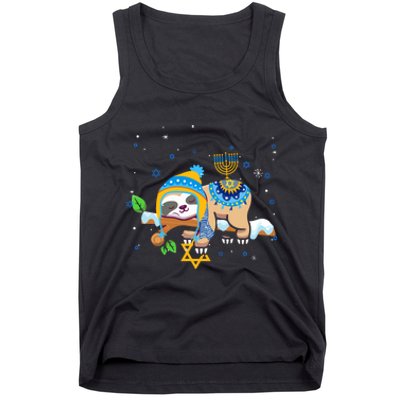 Cute Jewish Menorah Hanukkah Sloth Chanukah Tank Top