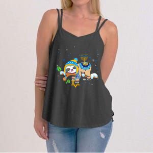 Cute Jewish Menorah Hanukkah Sloth Chanukah Women's Strappy Tank