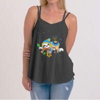 Cute Jewish Menorah Hanukkah Sloth Chanukah Women's Strappy Tank