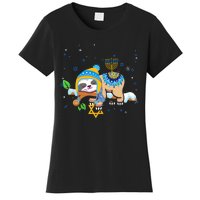 Cute Jewish Menorah Hanukkah Sloth Chanukah Women's T-Shirt