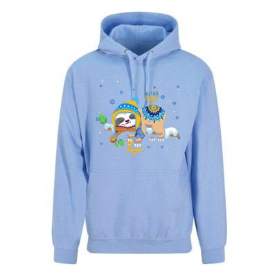 Cute Jewish Menorah Hanukkah Sloth Chanukah Unisex Surf Hoodie