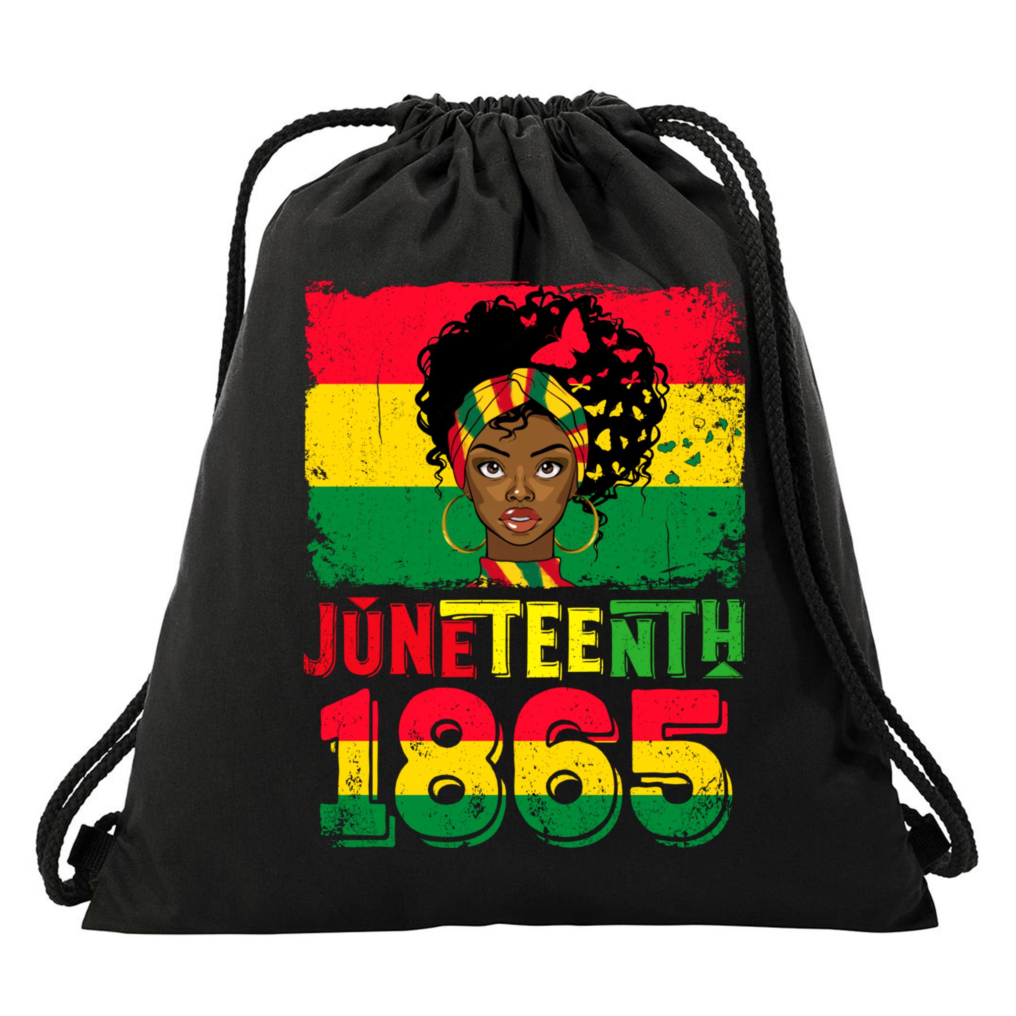Celebrate Juneteenth Messy Bun Black Women 1865 Juneteenth Drawstring Bag