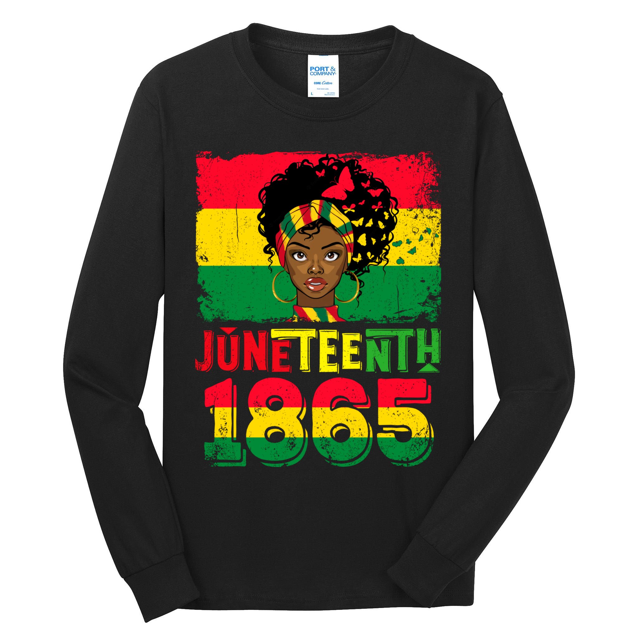 Celebrate Juneteenth Messy Bun Black Women 1865 Juneteenth Tall Long Sleeve T-Shirt