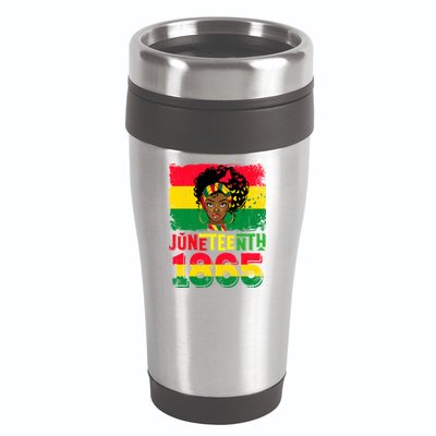 Celebrate Juneteenth Messy Bun Black Women 1865 Juneteenth 16oz Travel Tumbler