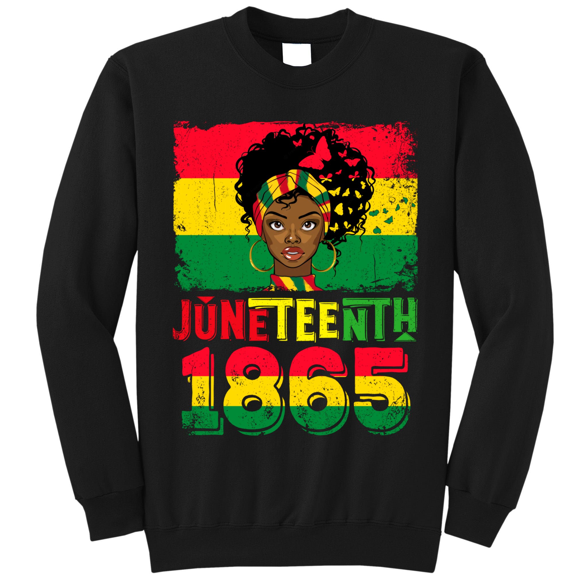 Celebrate Juneteenth Messy Bun Black Women 1865 Juneteenth Tall Sweatshirt