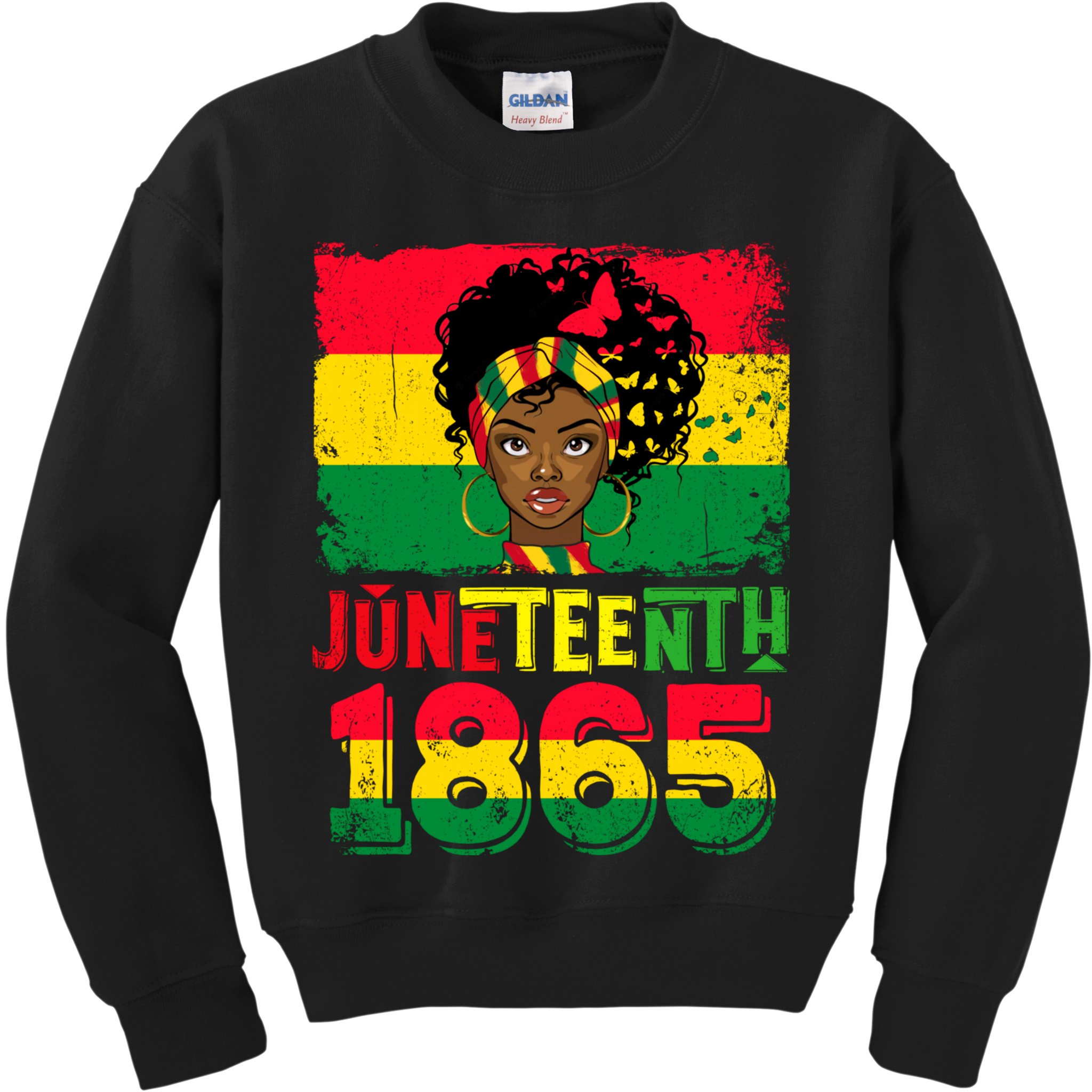 Celebrate Juneteenth Messy Bun Black Women 1865 Juneteenth Kids Sweatshirt