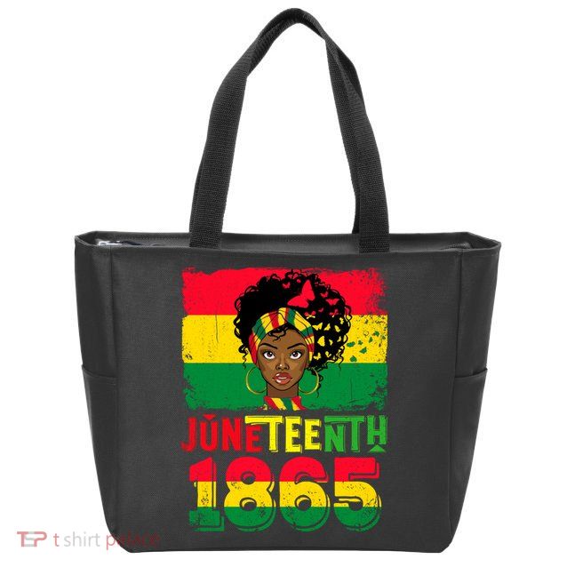 Celebrate Juneteenth Messy Bun Black Women 1865 Juneteenth Zip Tote Bag