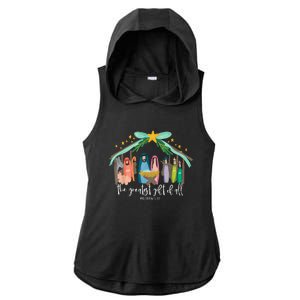 Christian Jesus Merry Christmas Xmas Holiday Pajamas Family Ladies PosiCharge Tri-Blend Wicking Draft Hoodie Tank