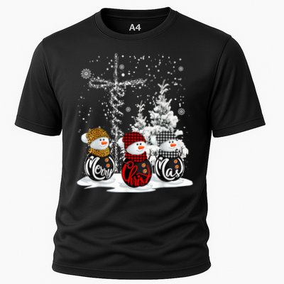 Cross Jesus Merry Christmas Snowman Funny Xmas For Christian Cooling Performance Crew T-Shirt