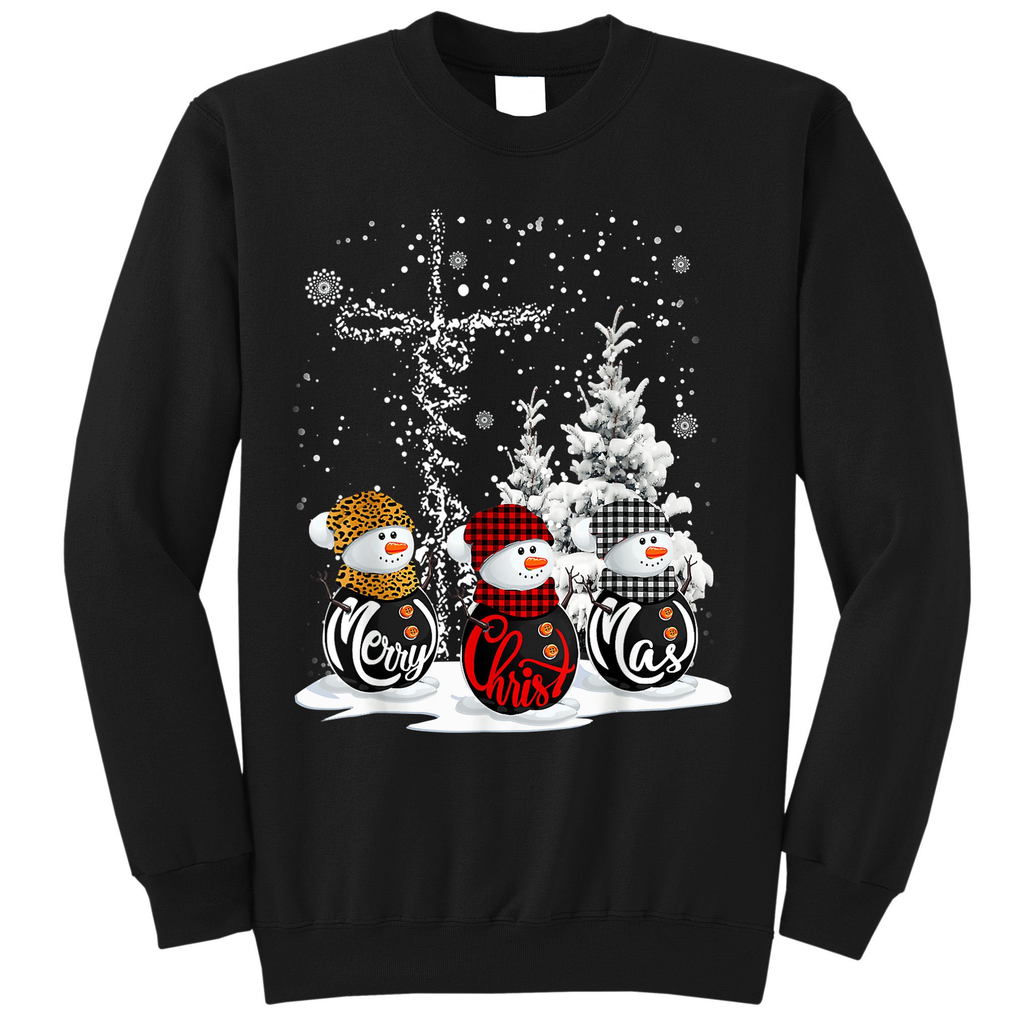 Cross Jesus Merry Christmas Snowman Funny Xmas For Christian Sweatshirt