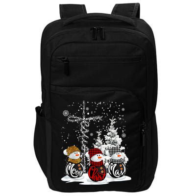 Cross Jesus Merry Christmas Snowman Funny Xmas For Christian Impact Tech Backpack