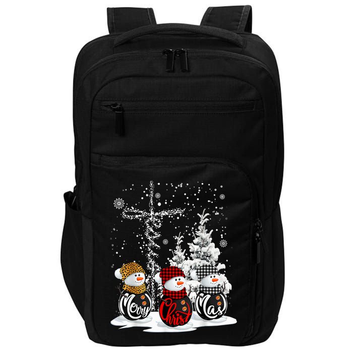 Cross Jesus Merry Christmas Snowman Funny Xmas For Christian Impact Tech Backpack