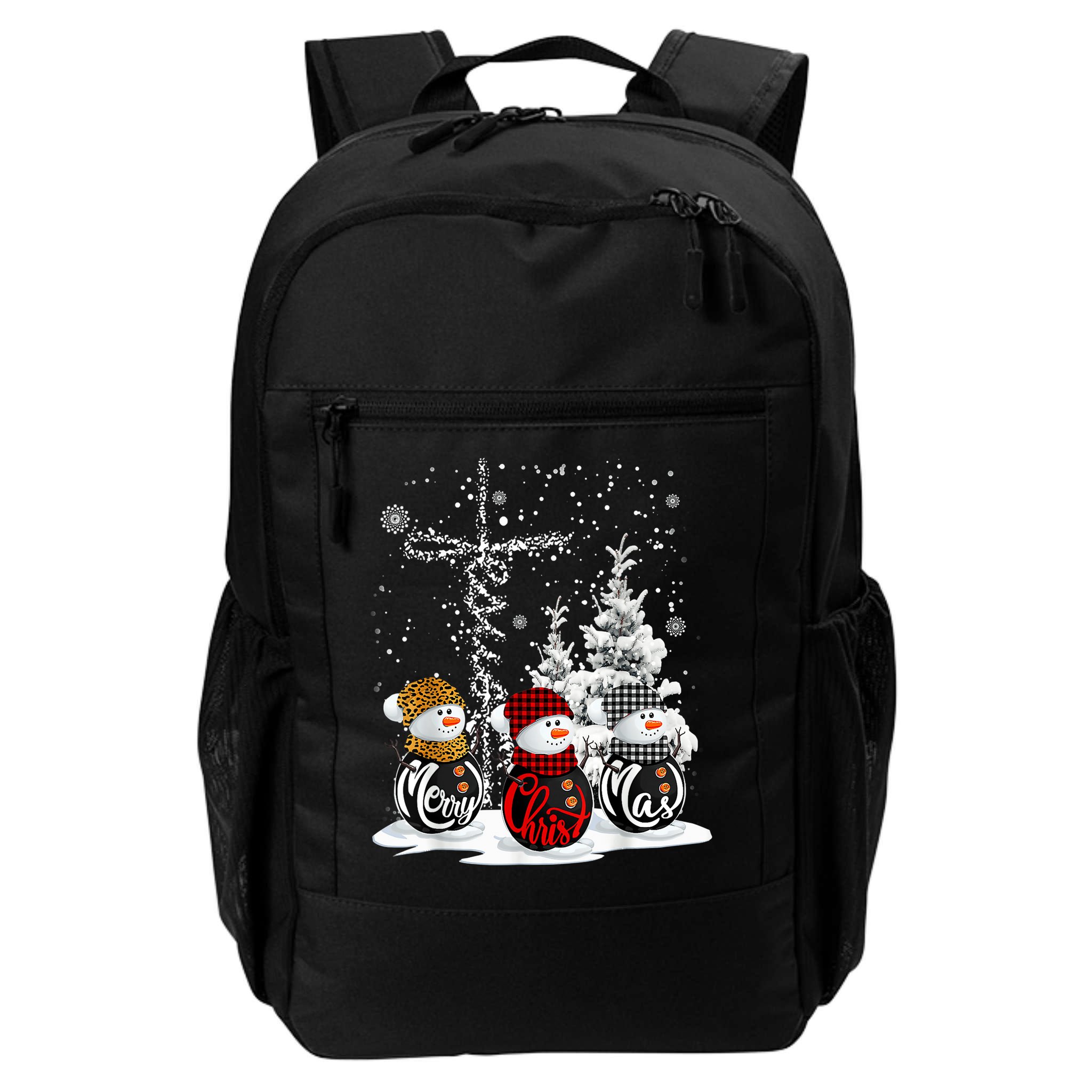 Cross Jesus Merry Christmas Snowman Funny Xmas For Christian Backpack