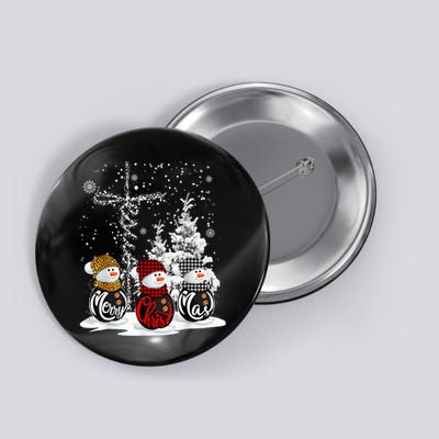 Cross Jesus Merry Christmas Snowman Funny Xmas For Christian Button