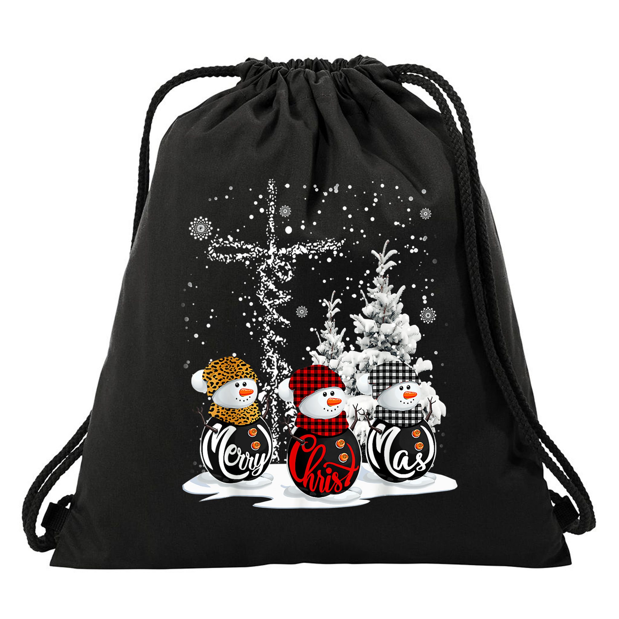 Cross Jesus Merry Christmas Snowman Funny Xmas For Christian Drawstring Bag
