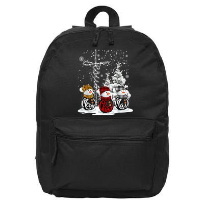 Cross Jesus Merry Christmas Snowman Funny Xmas For Christian 16 in Basic Backpack
