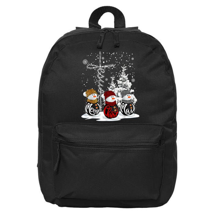 Cross Jesus Merry Christmas Snowman Funny Xmas For Christian 16 in Basic Backpack