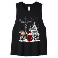 Cross Jesus Merry Christmas Snowman Funny Xmas For Christian Women's Racerback Cropped Tank