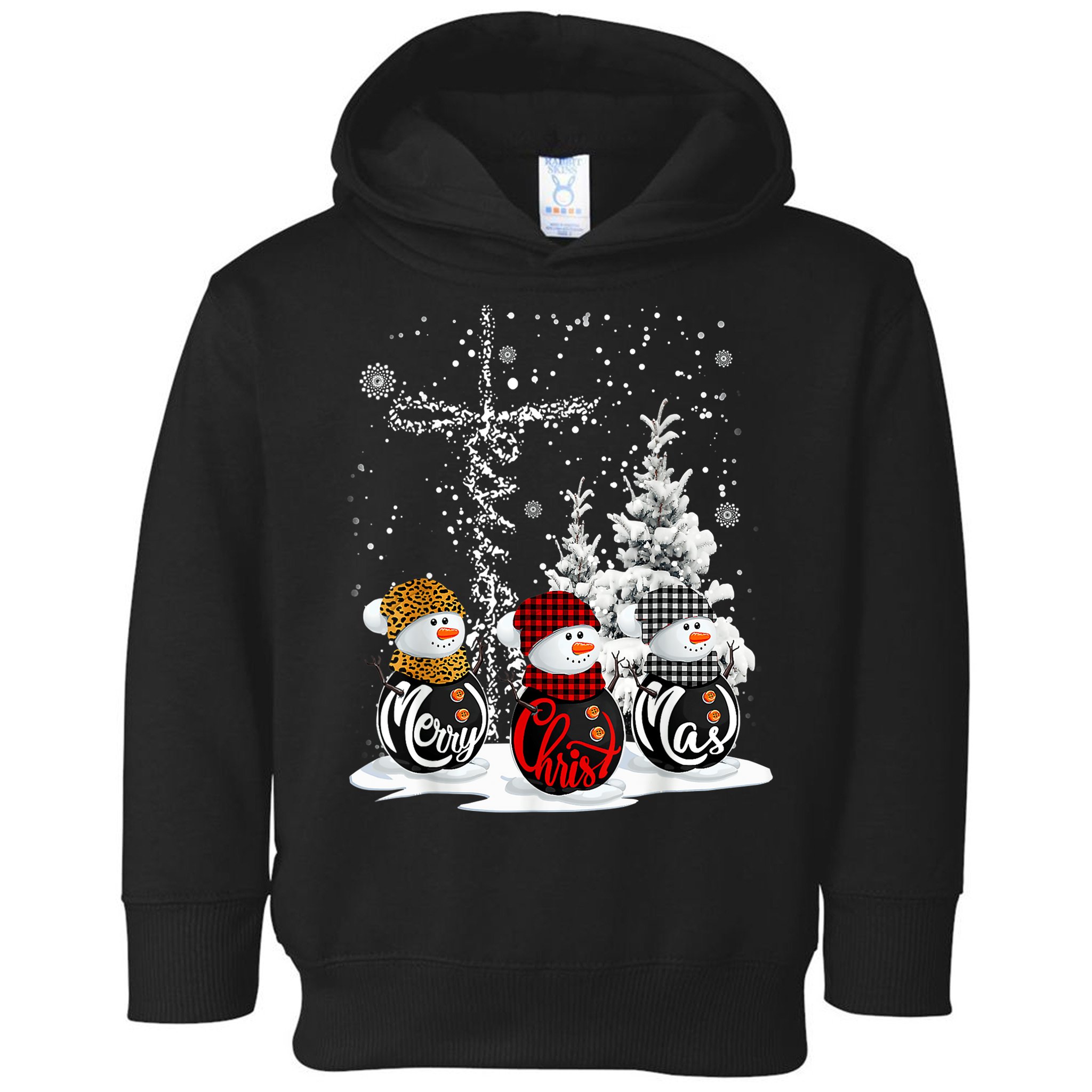 Cross Jesus Merry Christmas Snowman Funny Xmas For Christian Toddler Hoodie