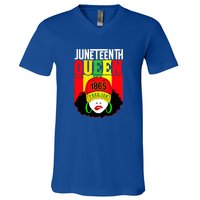 Celebrate Juneteenth Messy Bun Black Women Queen Juneteenth Gift African Pride V-Neck T-Shirt