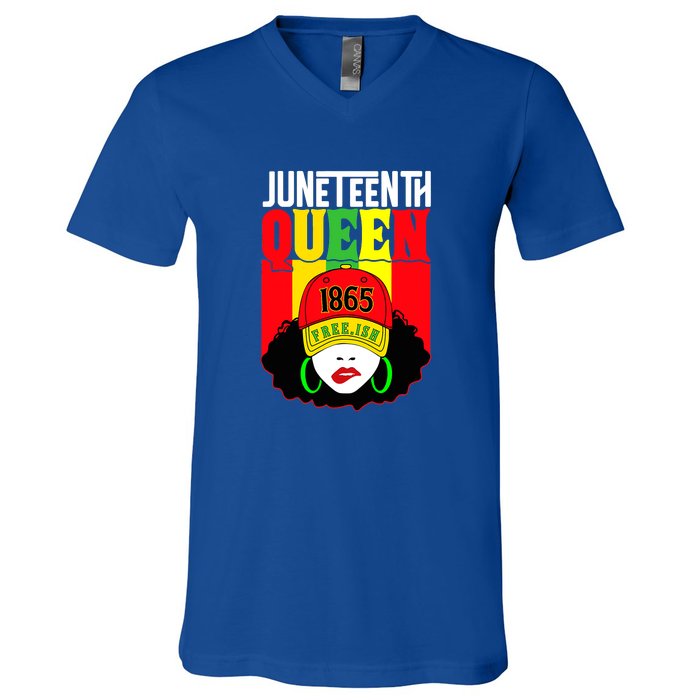 Celebrate Juneteenth Messy Bun Black Women Queen Juneteenth Gift African Pride V-Neck T-Shirt