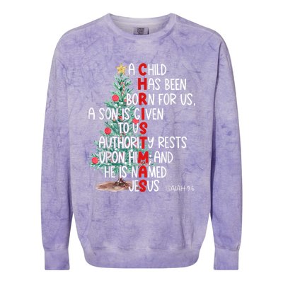 Christmas Jesus Mighty God Isaiah 9 6 Faith Christian Colorblast Crewneck Sweatshirt