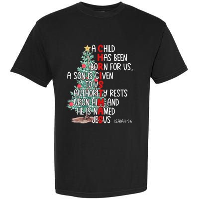 Christmas Jesus Mighty God Isaiah 9 6 Faith Christian Garment-Dyed Heavyweight T-Shirt