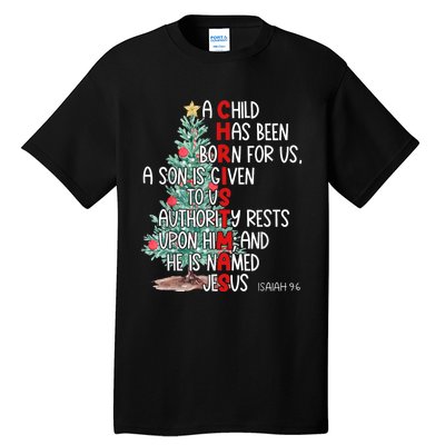 Christmas Jesus Mighty God Isaiah 9 6 Faith Christian Tall T-Shirt