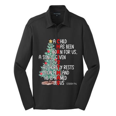 Christmas Jesus Mighty God Isaiah 9 6 Faith Christian Silk Touch Performance Long Sleeve Polo