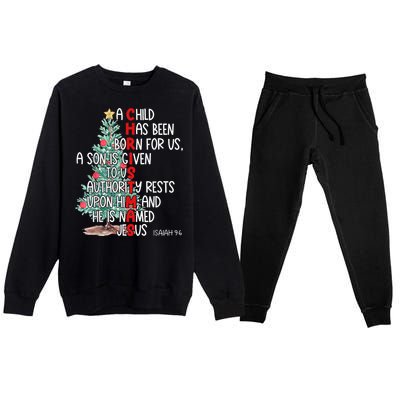 Christmas Jesus Mighty God Isaiah 9 6 Faith Christian Premium Crewneck Sweatsuit Set