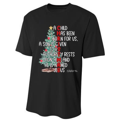 Christmas Jesus Mighty God Isaiah 9 6 Faith Christian Performance Sprint T-Shirt