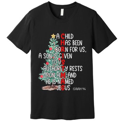 Christmas Jesus Mighty God Isaiah 9 6 Faith Christian Premium T-Shirt