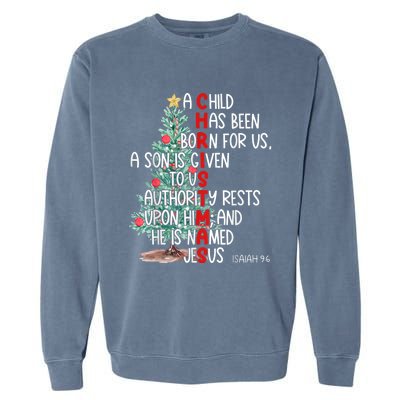 Christmas Jesus Mighty God Isaiah 9 6 Faith Christian Garment-Dyed Sweatshirt