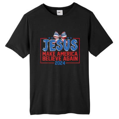 Coquette Jesus Make America Believe Again 4th Of July 2024 Tall Fusion ChromaSoft Performance T-Shirt