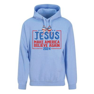 Coquette Jesus Make America Believe Again 4th Of July 2024 Unisex Surf Hoodie