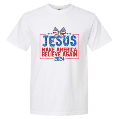 Coquette Jesus Make America Believe Again 4th Of July 2024 Garment-Dyed Heavyweight T-Shirt