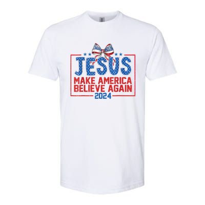 Coquette Jesus Make America Believe Again 4th Of July 2024 Softstyle® CVC T-Shirt