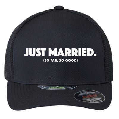 Couple Just Married Novelty Funny Wedding Flexfit Unipanel Trucker Cap