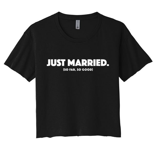 Couple Just Married Novelty Funny Wedding Crop Top