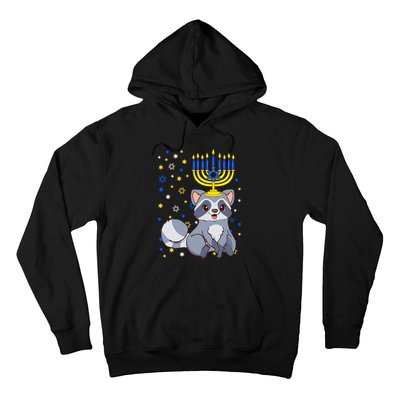 Chanukah Jewish Menorah Raccoon Funny Hanukkah Hoodie